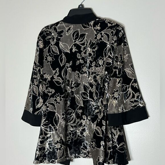 R&M Richards Womens Black-Ivory 1 PC Cocktail Party jacket Petites size 10, New - Picture 9 of 11